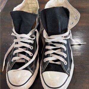 Converse Cream High-Tops with Black Trim